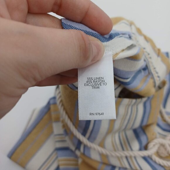 J. Jill Wide Leg Linen Blend Cropped Pants In Barley Multi Women's M Striped - Picture 7 of 11